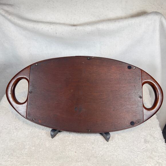 Vintage Iridescent Real Butterfly Wing Artwork Brazil Wood Tray Rio De Janeiro - Picture 2 of 12